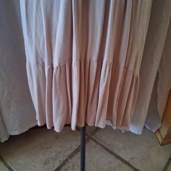 bluebell womens tan midi dress with adjustable straps. tie in front MEDIUM - Picture 3 of 6